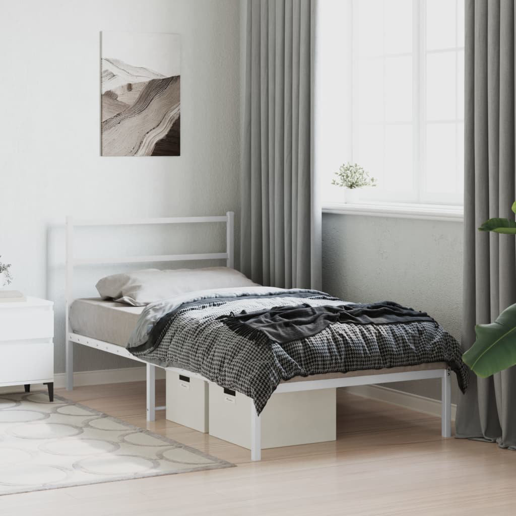 vidaXL Metal Bed White 100 x 190 cm